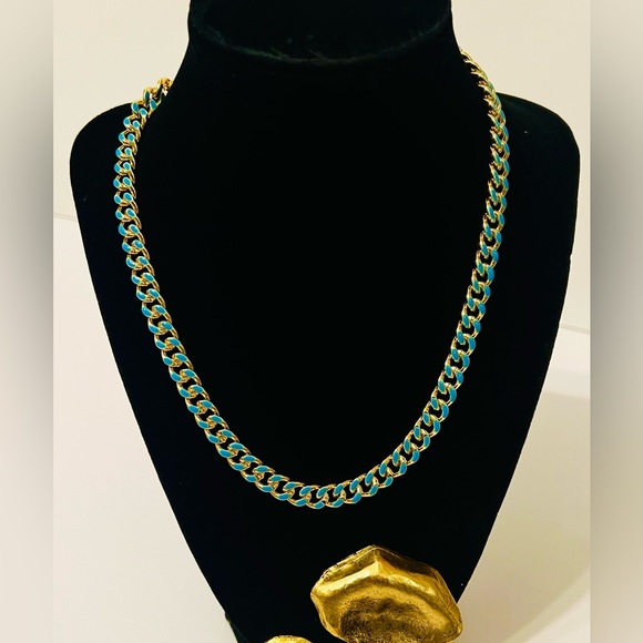 Enamel Curb Chain 18” Teal, Toggle clasp, NWT - Picture 2 of 6
